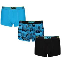 DKNY Herren Mens Cotton Boxer Shorts Boxershorts, Black/Blue, S von DKNY