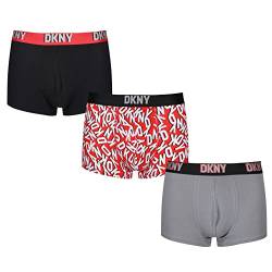 DKNY Herren Mens Cotton Boxer Shorts Boxershorts, Black/Grey/Red, XL von DKNY