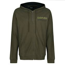 DKNY Herren Mens Hoodie Zip Top in Khaki with Contrasting Hood Lining, Angled Side Pockets & Branded Drazw Cord Ends Hooded Sweatshirt, Extra Large von DKNY