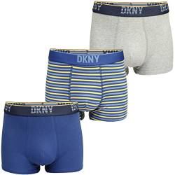 DKNY Herren Mens Mainline Boxer Trunks (3-Pack) Boxershorts, Blue/Striped, XL von DKNY