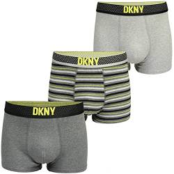 DKNY Herren Mens Mainline Boxer Trunks (3-Pack) Boxershorts, Grey/Striped, von DKNY