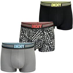 DKNY Herren Mens Premium Supersoft Modal Cotton Boxer Trunks Multipack of 3 L Boxershorts, Monmouth-Black/Print/Lead, L (3er Pack) von DKNY