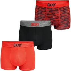DKNY Herren Mens Premium Supersoft Modal Cotton Boxer Trunks Multipack of 3 L Boxershorts, Naperville-Black/Print/Red, L (3er Pack) von DKNY