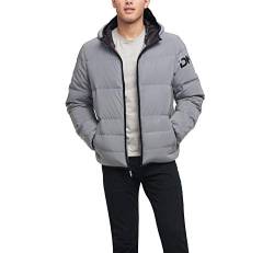 DKNY Herren Water Resistant Ultra Loft Hooded Logo Puffer Jacket Daunenalternative, Mantel, Reflektierend, Medium von DKNY