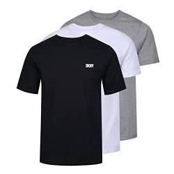 DKNY Men's 100% Cotton Designer Loungewear Short Sleeve Pack of 3 T-Shirt, Black/White/Grey Marl, L von DKNY