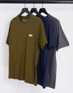 DKNY Men's 100% Cotton Designer Pack of 3 T-Shirt, Olive, M von DKNY