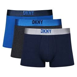 DKNY Men's Boxers in Navy/Blue/Charcoal with Branded Contrast Waistband in Cotton Mix Fabric-Pack of 5 Boxer Briefs, L von DKNY
