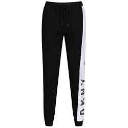 DKNY Men's Men’s Lounge, Designer Loungewear with Drawstring Waist, Side Stripe Jogger – Black Casual Pants, L von DKNY