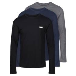 DKNY Men's Mens Long Sleeve Slim Fit Top T-Shirt, Marineblau/Anthrazit/Schwarz, XL von DKNY