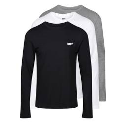 DKNY Men's Mens Long Sleeve Slim Fit Top T-Shirt, Schwarz/Weiß/Grau, S von DKNY