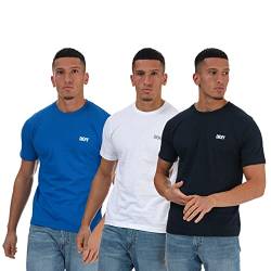 DKNY Men's Pack of 3 100% Cotton T-Shirt, Blue, S Kurz von DKNY