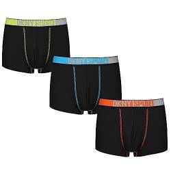 DKNY Mens Cotton Rich Boxers - Multipack of 3 Boxershorts, Black/Red Orange/Atomic Blue/Lime, von DKNY