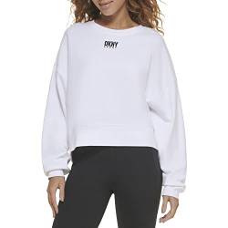 DKNY SPORT Women's Balance Oversized Crew Neck Pullover, White, Large von DKNY