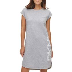 DKNY SPORTSWEAR Damen Flügelärmeln T-Shirt, Kleid, grau meliert, Klein von DKNY