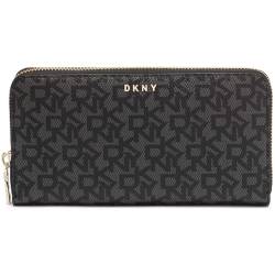 DKNY Women's Bryant Large Zip Around Coated Logo Bi-Fold Wallet, Black von DKNY