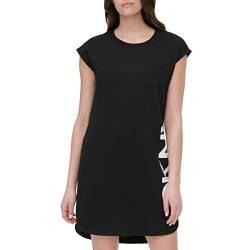 DKNY Women's Cap Sleeve Logo T-shirt Dress, Black, S von DKNY