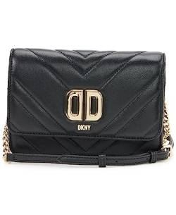 DKNY Women's Delphine Flap Crossbody, Black/Gold von DKNY