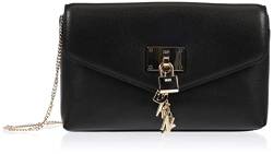 DKNY Women's Elissa Envelope Front Flap Clutch Bag with Chain Strap in Pebble Leather Crossbody, Black/Gold von DKNY