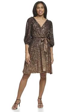 DKNY Women's Ombre Sequin Surplice Special Occasion Dress, Copper Multi, 36 von DKNY