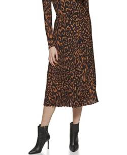 DKNY Women's Pull On Animal Print Pleated Pencil Skirt, Roasted Pecan Brown/Black, S von DKNY
