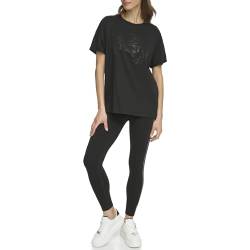 DKNY Women's Rhinestone Medallion T-Shirt, Black, M von DKNY