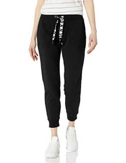 DKNY Women's Sport Two Tone Logo Drawcord Jogger Sweatpants, Black, Extra Large von DKNY