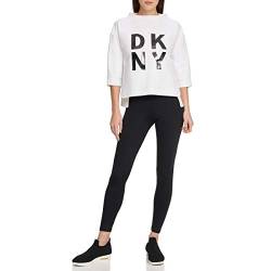 DKNY Women's Stacked Logo Sweatshirt Pullover Sweater, White/Black, XL von DKNY