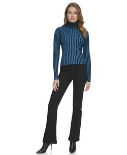 DKNY Women's Turtleneck Sweater, Black/Electric Blue, Large von DKNY