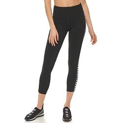 DKNY Women's Two Tone Logo Taping High Waist 7/8 Leggings, Black, M von DKNY