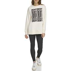 DKNY Women's Warp Graphic Crew Sweatshirt Pullover Sweater, White, XL von DKNY