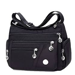 DKaony Damen Schultertasche groß Tasche Umhängetasche Street Bag Wasser-Beständige Nylon Viele Fächer Schultertaschen mit Kartenfächer Verstellbar Abnehmbar Schultergurt von DKaony