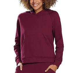 DKaren Dame Sweatshirt Kapuze Bequem Schnitt Bekleidung Musterlos Seattle, Weinrot,L von DKaren