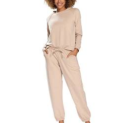 DKaren Jogginganzug Damen set Baumwolle Wenezja - Damen Jogginganzug Damen Trainingsanzug - Jogginganzug Damen Große Größen - Damen Jogginganzug Set Trainingsanzug Damen L Beige von DKaren