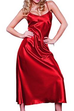 DKaren-Nachtwäsche Damen Negligee aus Satin H43 (XS-XXL) (XL, ROT) von DKaren