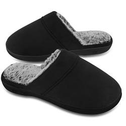 DL Hausschuhe Herren Winter Wärme Pantoffeln für Männer Plüsch Slippers Flanell Gefütterte Geschlossen Zehen Rutschfest Puschen Schlappen von DL