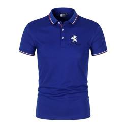 Herren Polo T-Shirt P-Eugeot Bedruckt Kurzärmelig Sommer Revers Casual Golf Polo Shirt,XL, Blue 01 von DLAHPJPT