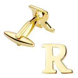 1 Paar Messing-Manschettenknöpfe Modische Manschettenknöpfe mit goldenen Buchstaben für Herren Ständer von DLKSH
