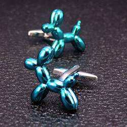 DLKSH 1 Paar Manschettenknöpfe aus Kupfermaterialien, lustiges Kleintier-Design, Himmelblauer Ballonhund von DLKSH