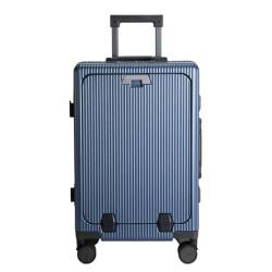 DLLSZS Koffer Vorne Öffnender Aluminiumrahmen-Koffer, Damen-Trolley, Herren-Kabinen-Passwort-Box, Geschäftsreise-Koffer Suitcase (Color : Blue, Size : A) von DLLSZS