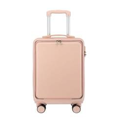Koffer Von Vorne Zu Öffnender Boarding-Koffer for Damen, 24-Zoll-Passwort-Reisekoffer, Universal-Rad-Trolley-Koffer Suitcase (Color : Pink, Size : 22) von DLLSZS