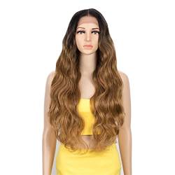 13X6 Synthetic Lace Front Wigs Preplucked Lace Wig Blonde Ombre Long Wavy Cosplay Wigs for Black Women,B,20 inch von DLSEAN