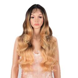 Synthetic Lace Front Wig Body Wave with Baby Hair Wigs Ombre Blonde Color High Temperature Hair for Black Women Cosplay,C,32 inch von DLSEAN