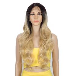 Synthetic Lace Front Wig Body Wave with Baby Hair Wigs Ombre Blonde Color High Temperature Hair for Black Women Cosplay,J,28 inch von DLSEAN