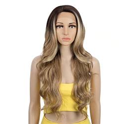 Synthetic Lace Front Wig Body Wave with Baby Hair Wigs Ombre Blonde Color High Temperature Hair for Black Women Cosplay,K,32 inch von DLSEAN