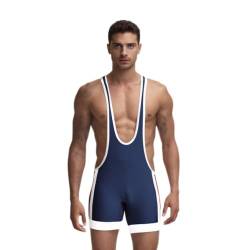 DLSMDOUS Herren Wrestling Unterhemden Ärmellose Sportunterstützer Wrestling Uniform Sport Bodysuit Jumpsuits Zum Spaß 4308 Marineblau M von DLSMDOUS