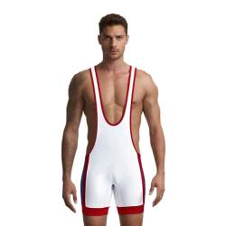 DLSMDOUS Herren Wrestling Unterhemden Ärmellose Sportunterstützer Wrestling Uniform Sport Bodysuit Jumpsuits Zum Spaß 4308 Weiß M von DLSMDOUS