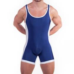 DLSMDOUS Herren Wrestling Unterhemden Ärmellose Sportunterstützer Wrestling Uniform Sport Bodysuit Jumpsuits Zum Spaß 4309 Marineblau M von DLSMDOUS