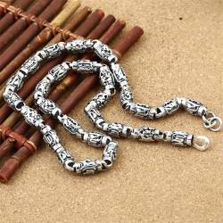 DLUCCA Herren halskette Herrenhalsketten S925 Sterling Silber 8mm Halskette Vintage Thai Silber Sechs Charakter True Tale Spleißen dicker Ketten (Size : 50CM) von DLUCCA