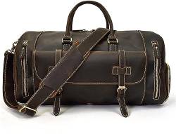 Corsehild Leder-Reisetasche, Vintage-Kuriertasche, Reisetasche mit Schuhbeutel, Weekender-Tasche, große Sport-Turntasche for Damen und Herren, 2 Größen (Color : Style 2, Size : 52x23x25cm) von DLUXCA