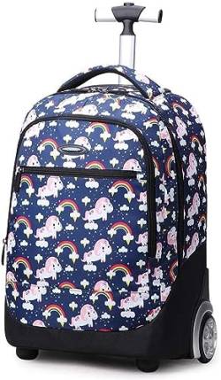 Rollrucksack for Kinder, einzigartiger Rucksack, Trolley-Koffer, Jungen und Mädchen, wasserdichte Polyester-Büchertasche, Handgepäck for Grundschüler for Reisen/Lernen, mit 2 Rädern, Handgepäcktasche von DLUXCA